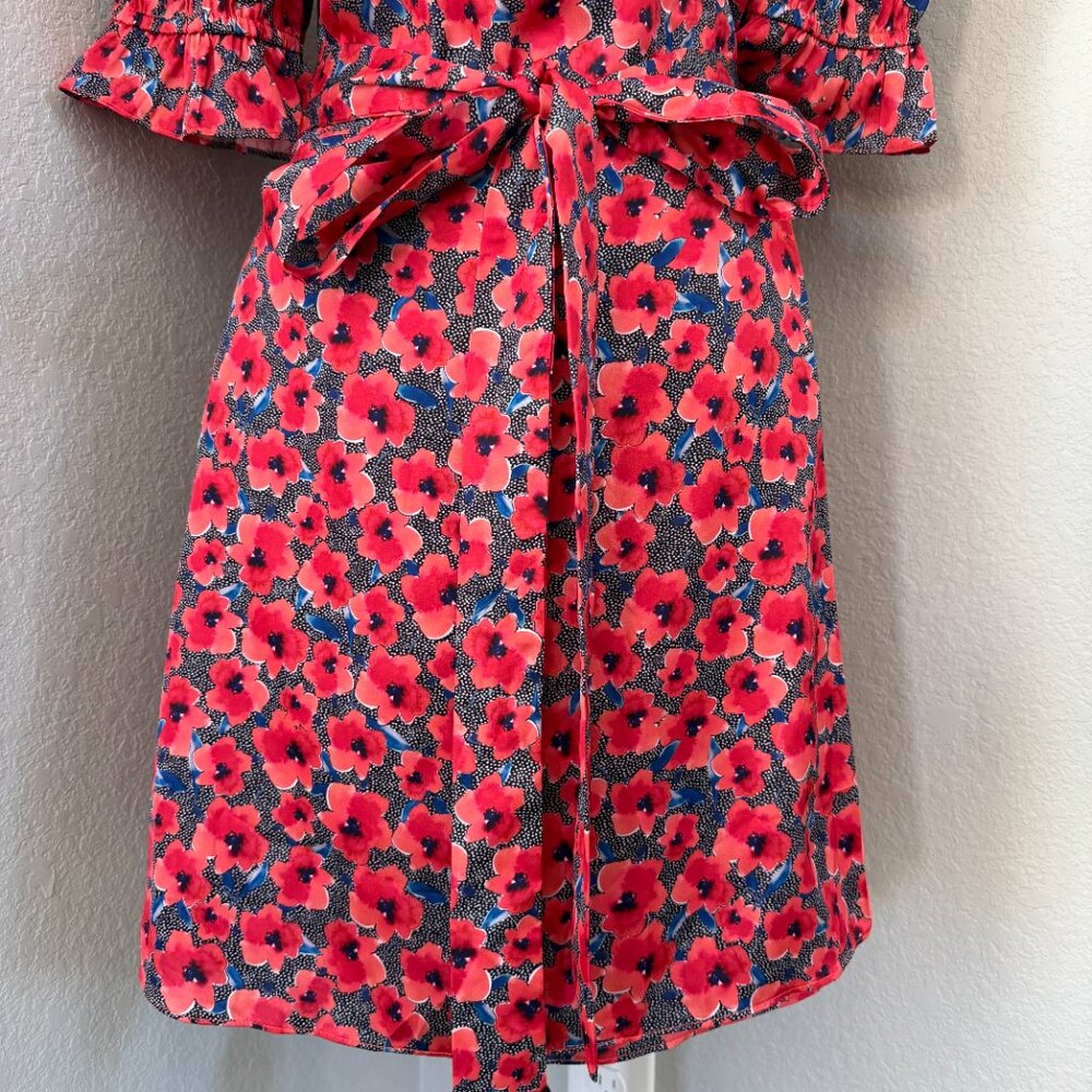 HOUSE OF HARLOW 1960 x Revolve Aja Red Poppy Floral Mini Wrap Dress XL - Picture 9 of 14